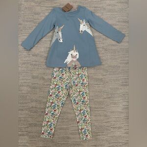 Mini Boden Unicorn Pajama Set - Blue and Multicolor